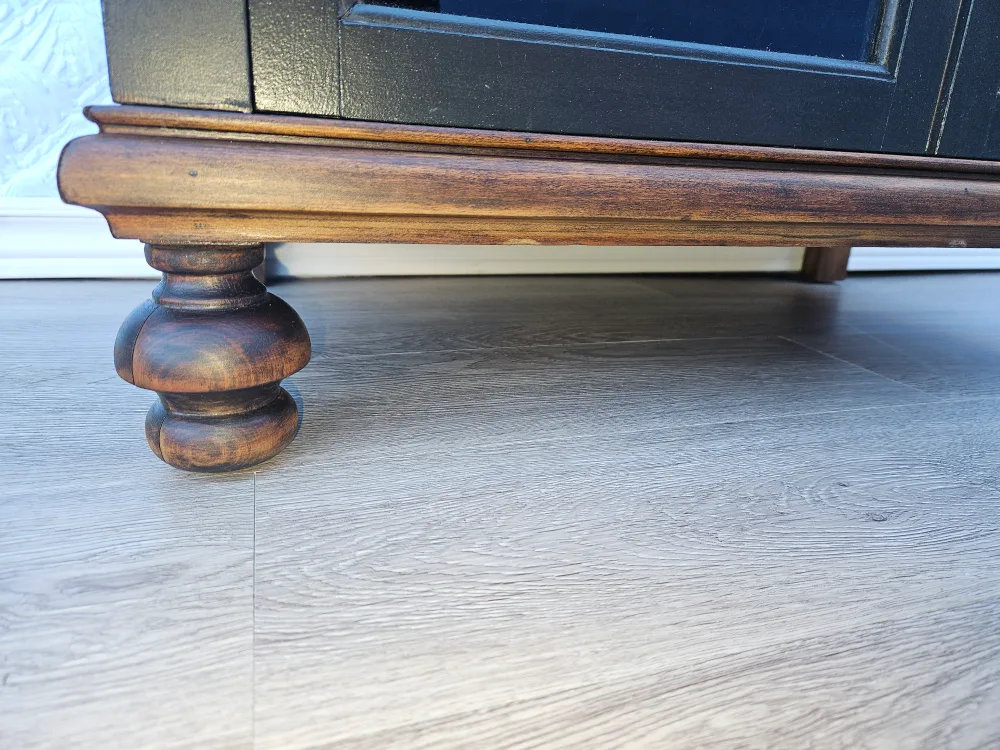 Dark Wood and Black Display Cabinet image indicator(6)