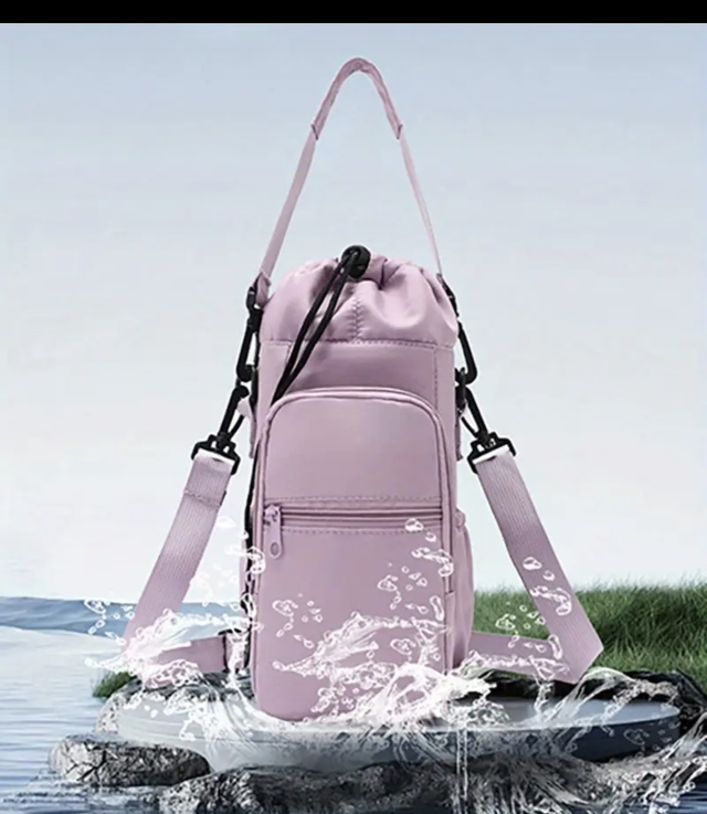 Water Bottle Bag with Shoulder Strap, Lilac - photo 2