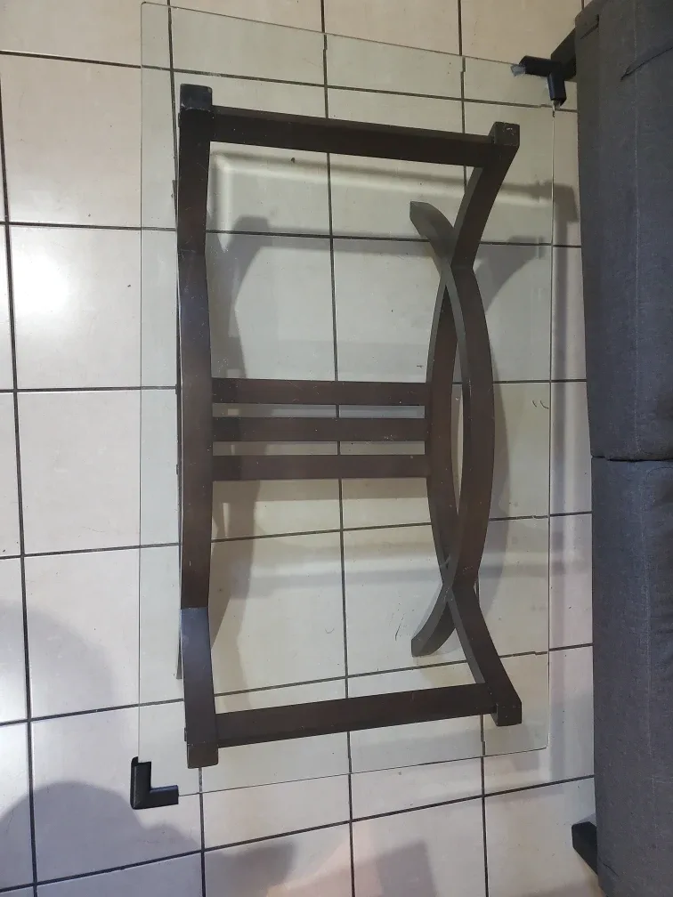 Glass Top Coffee Table with Wood Base image indicator(4)