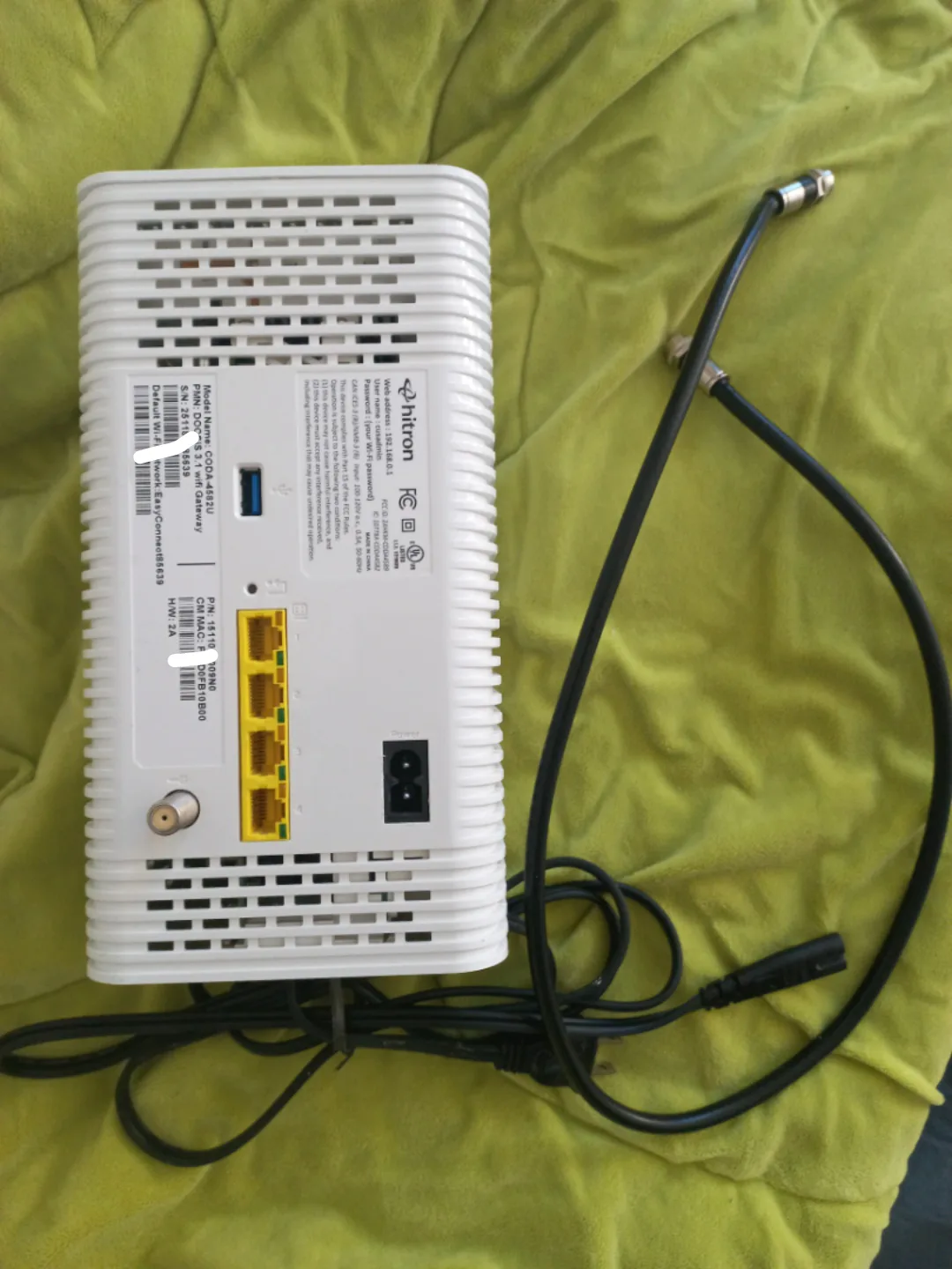 Hitron wifi modem include all cables thumbnail