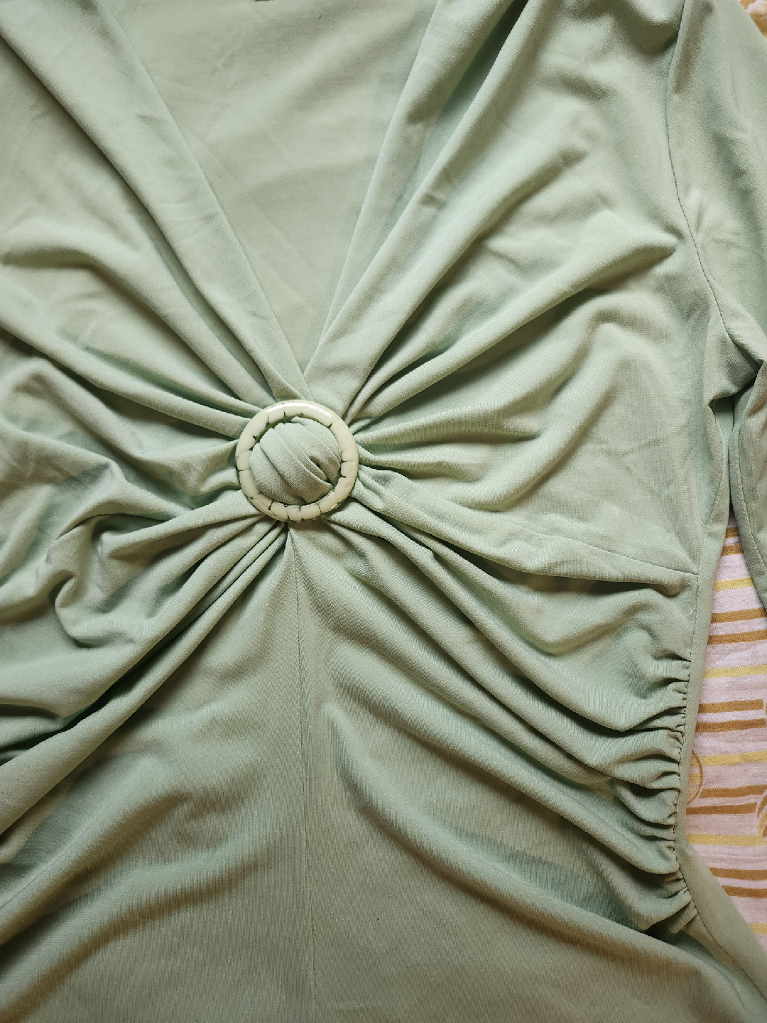 adorable 90s pastel green cinch front blouse - photo 3