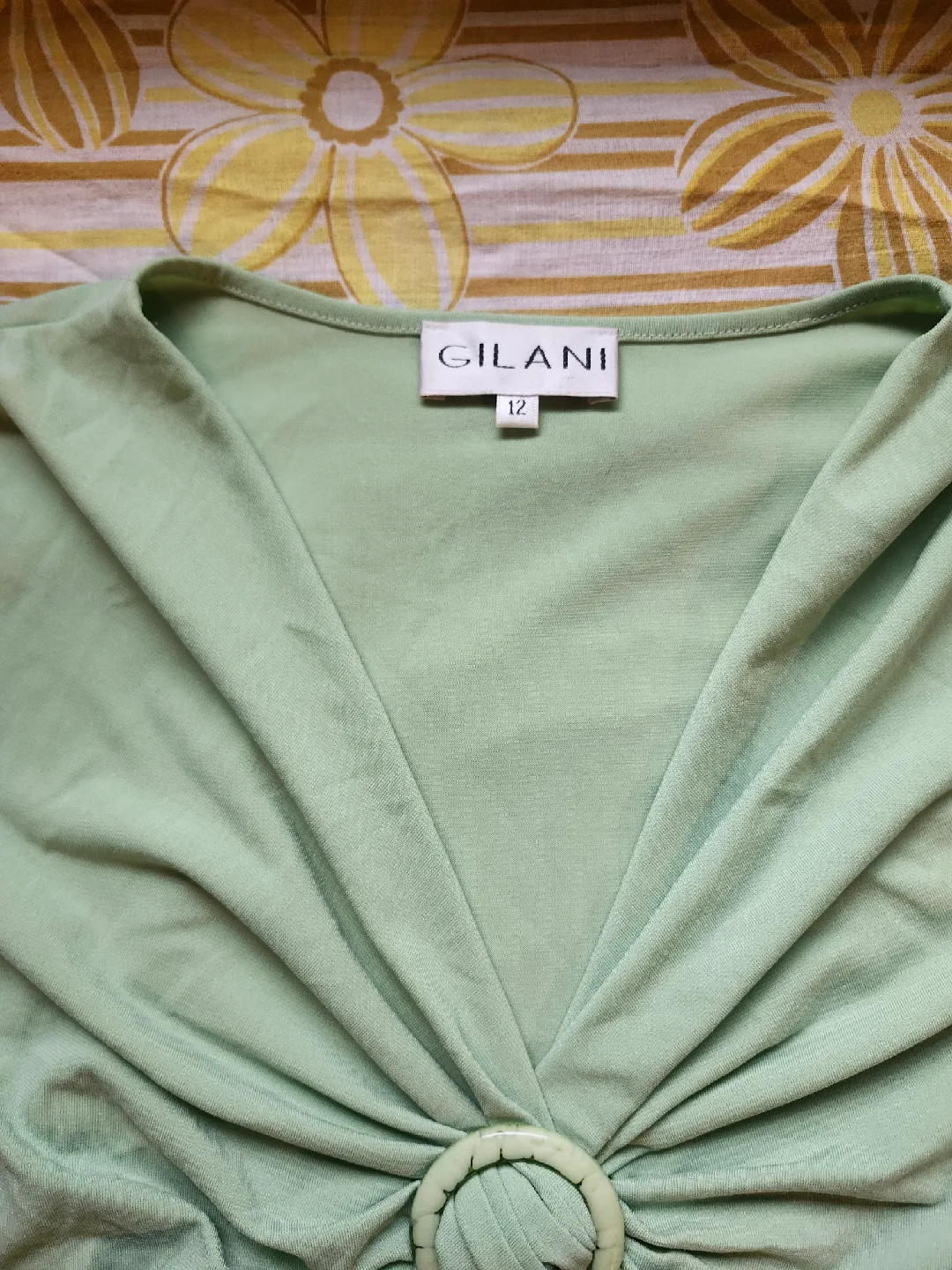 adorable 90s pastel green cinch front blouse image indicator(4)