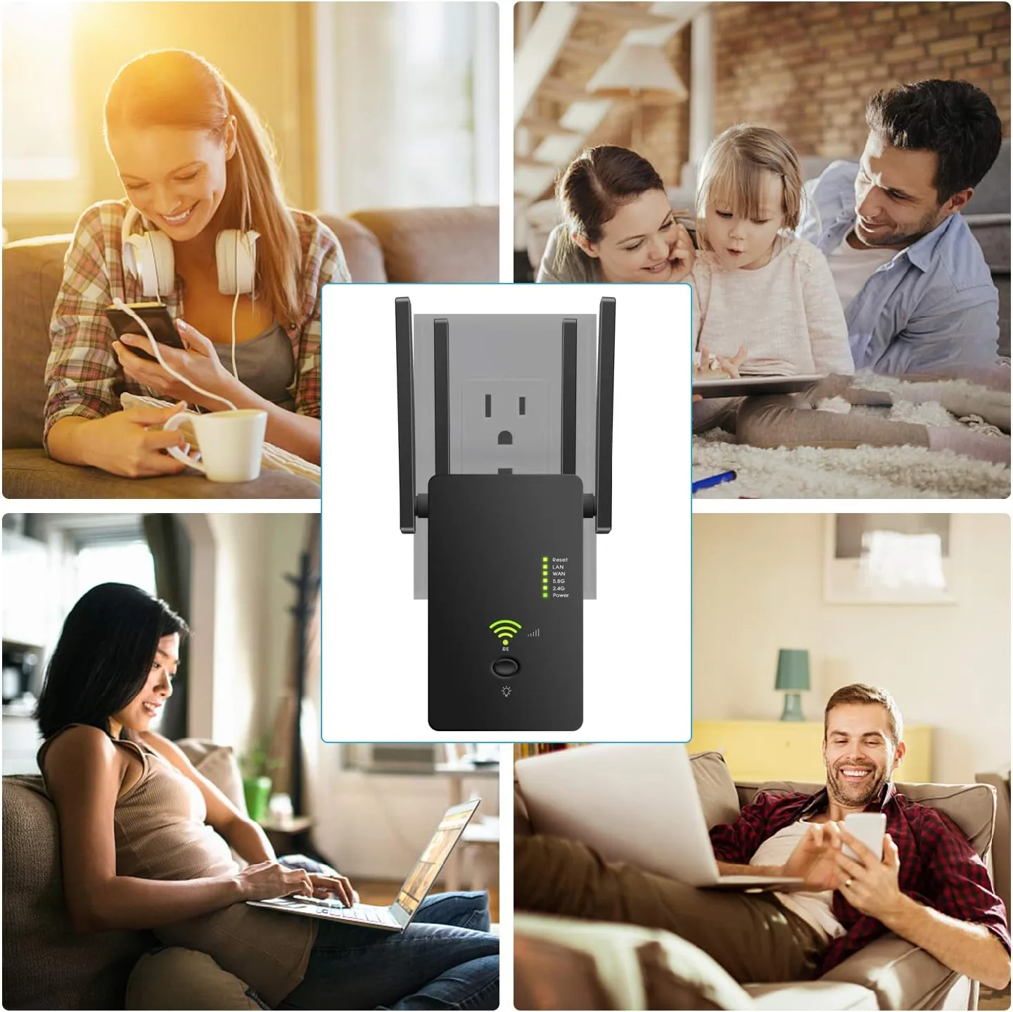 Urant WiFi Range Extender 1200Mbps Signal Booster Range image indicator(6)