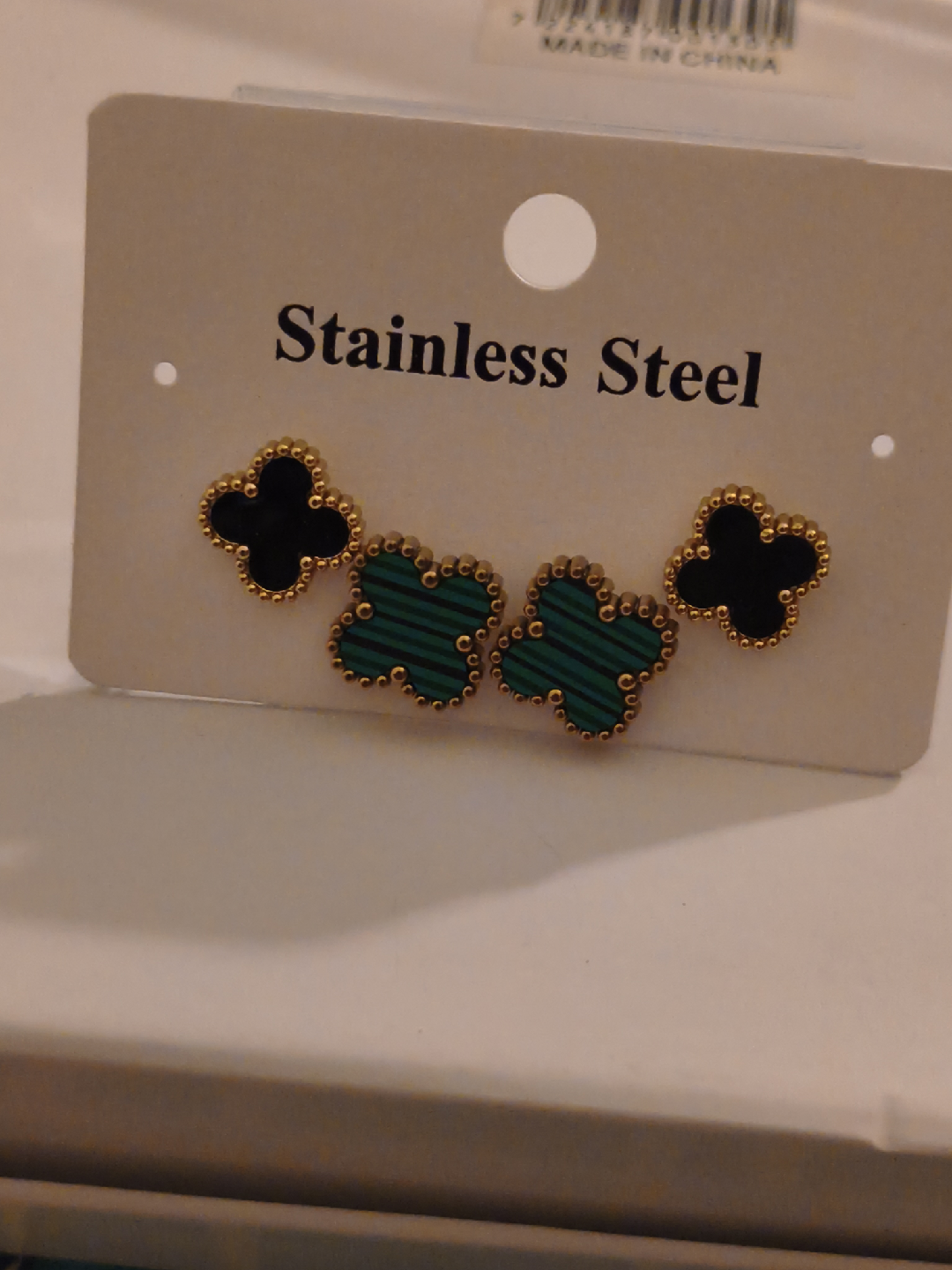Stainless Steel Clover Earrings - photo 2