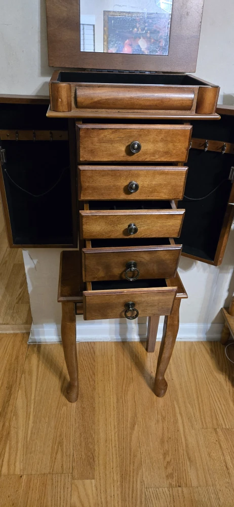 Wooden Jewelry Armoire with Mirror - photo 5