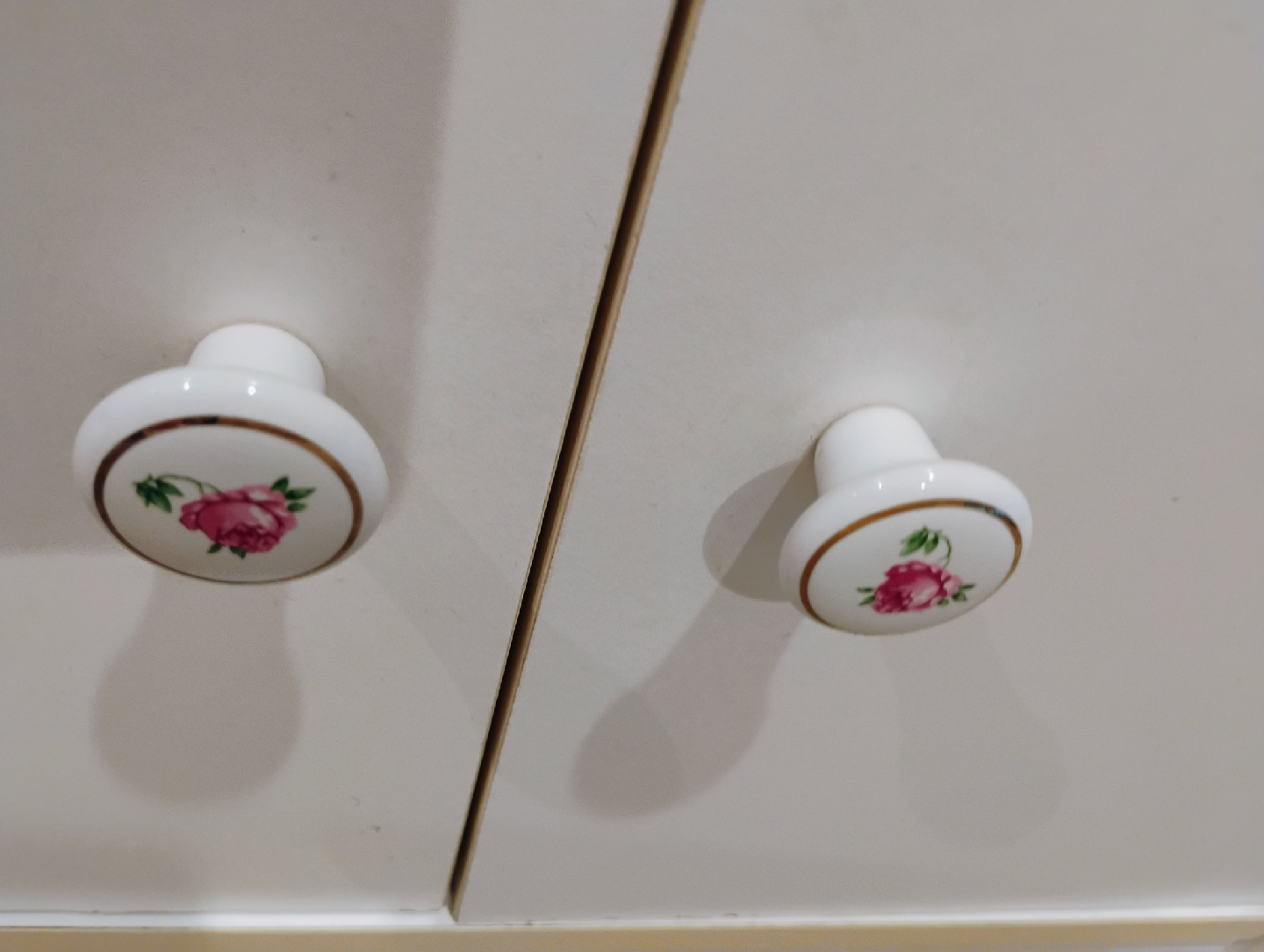 White Cabinet with Rose Original Porcelain Knobs - photo 3