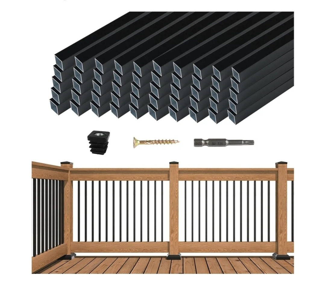 Muzata 50 Pack 36" Aluminum Deck Railing Balusters Square.