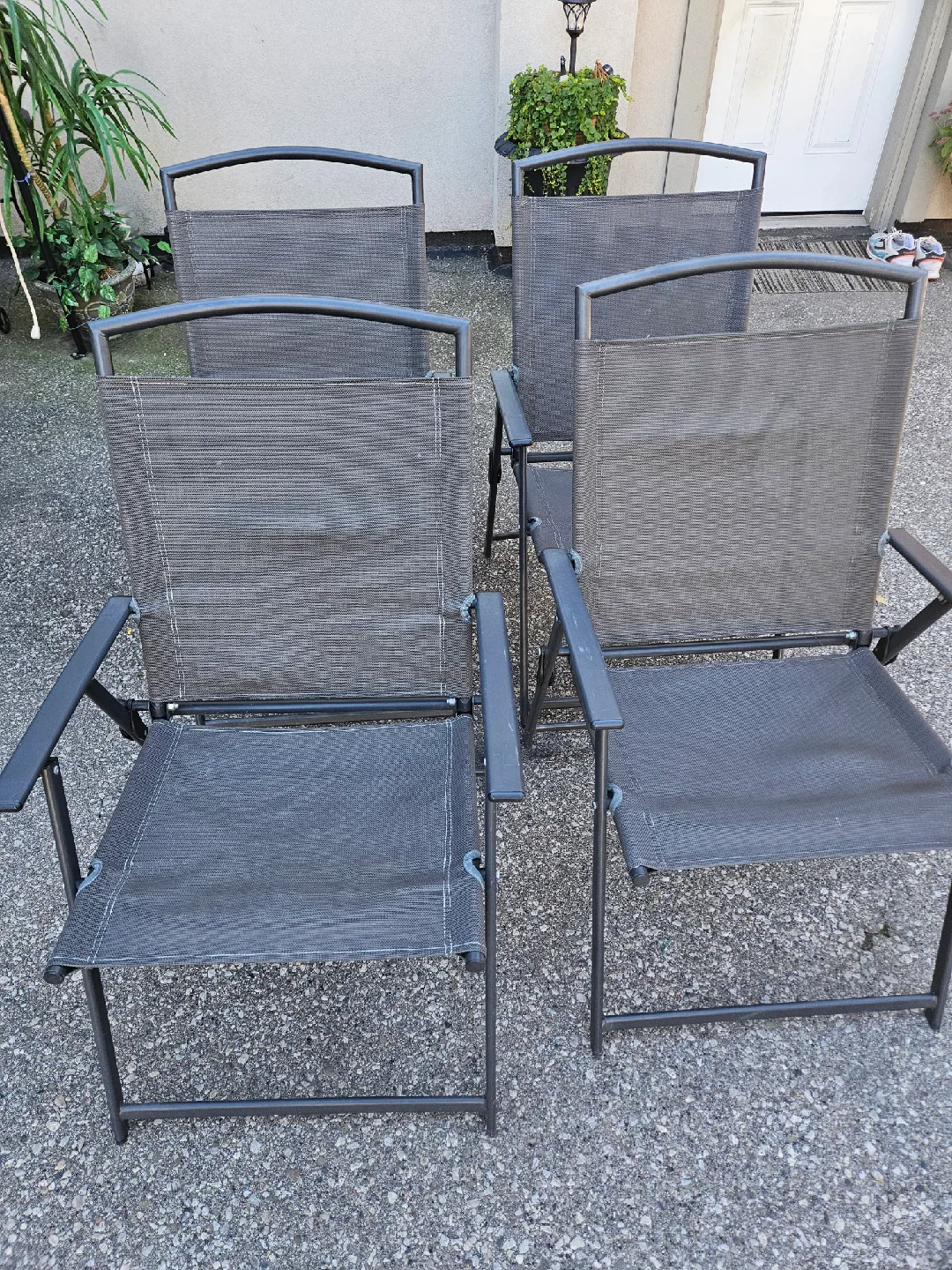 4 Folding Outdoor Chairs - Grey thumbnail