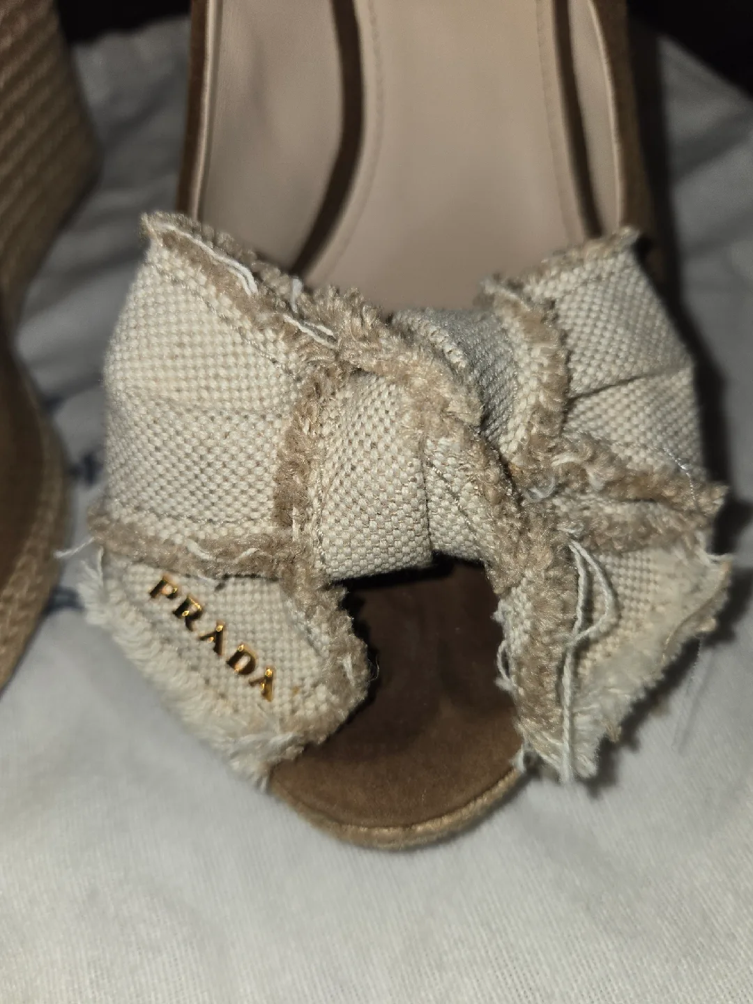 Prada Brown Suede Wedge Slingback Heels image indicator(2)