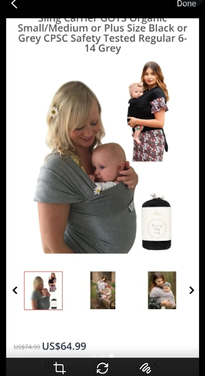 Daisy Gro Baby Sling Carrier - Grey