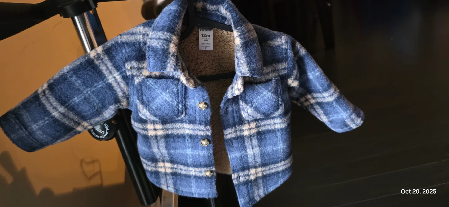 Carter's 12M Plaid Flannel Shirt Jacket image indicator(3)