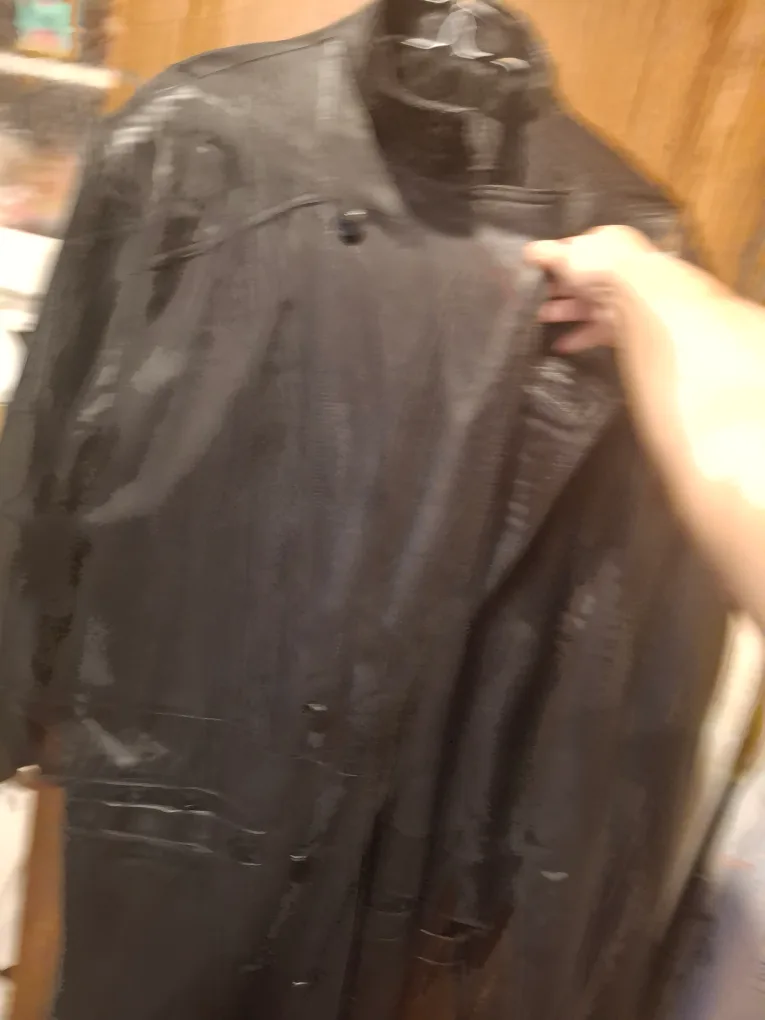 Mirage Black Leather Trench Coat XL image indicator(4)