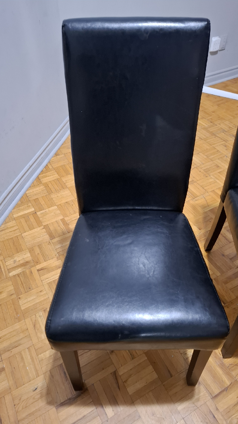 Round matt black wooden dining table with 3 black chairs - photo 3