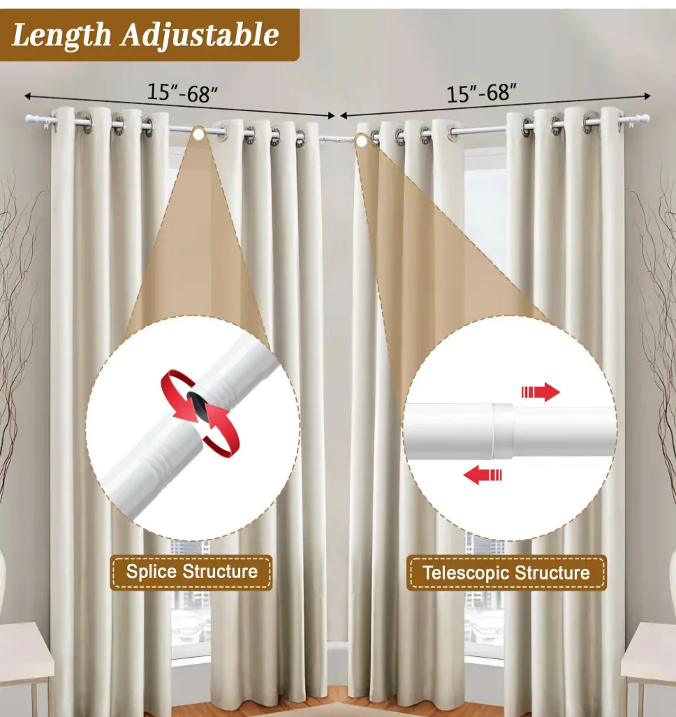 Adjustable Corner L-shaped Curtain Rods 30"-136", 1" Diameter image indicator(3)