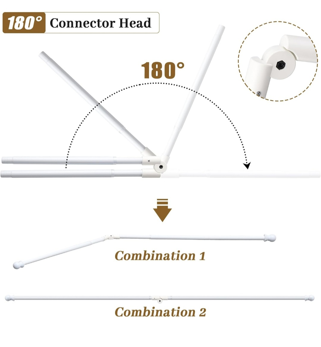 Adjustable Corner L-shaped Curtain Rods 30"-136", 1" Diameter - photo 5