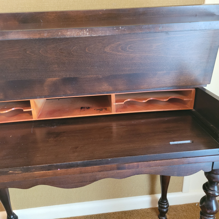 Antique Dark Wood Secretary/Spinet Desk - photo 2