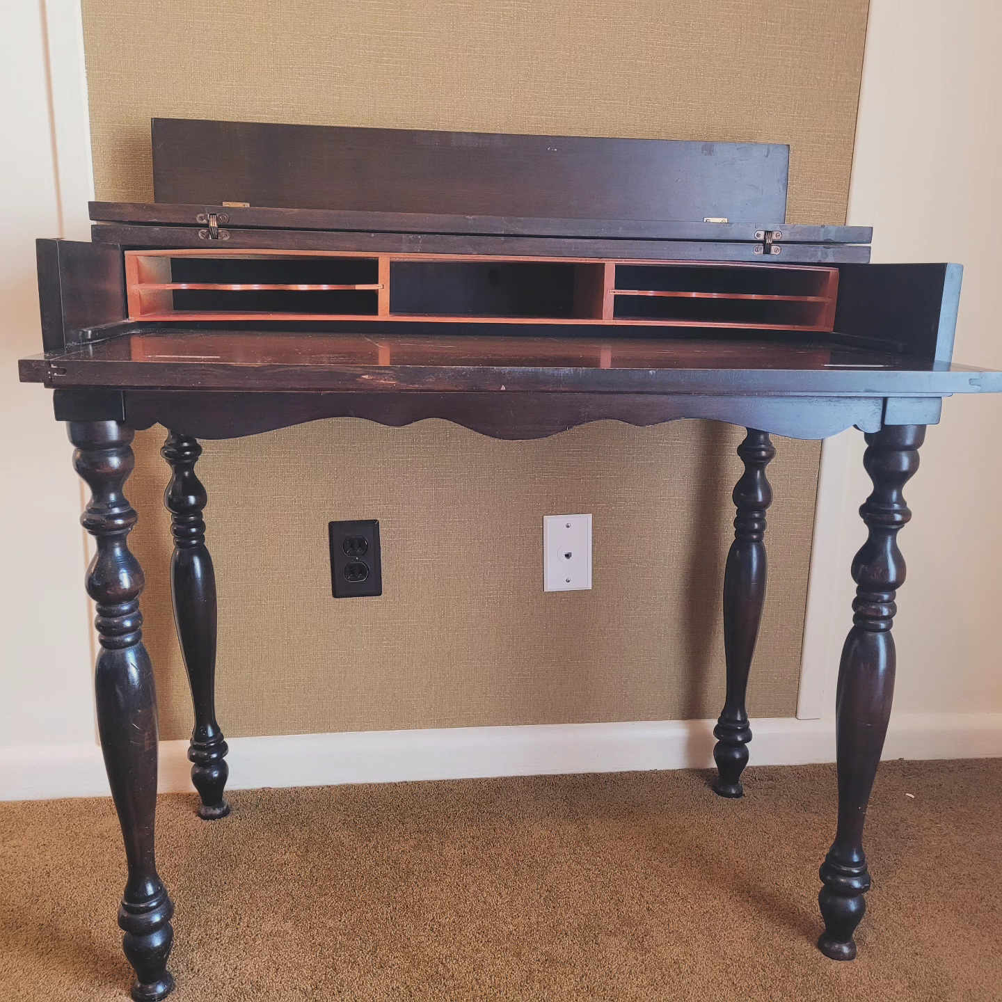 Antique Dark Wood Secretary/Spinet Desk - photo 5