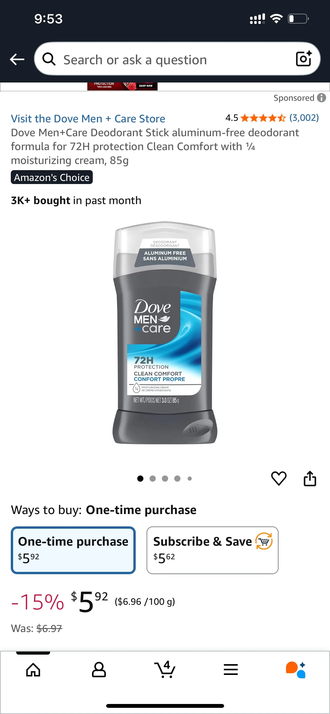 Dove Men+Care Ocean Breeze Deodorant image indicator(2)