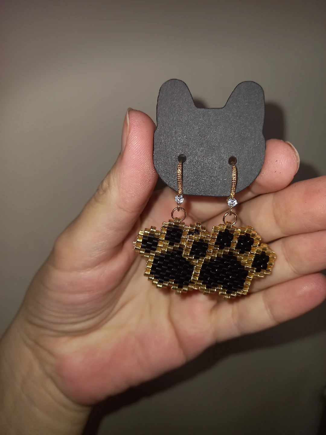 Handmade Beaded Paw Print Earrings