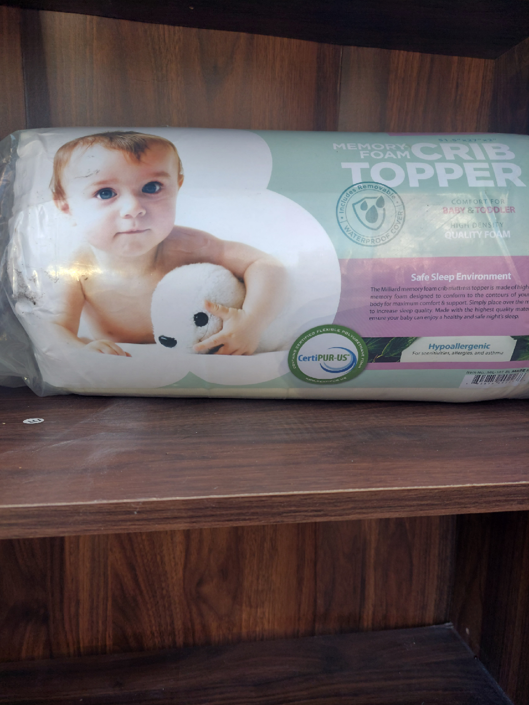Milliard Memory Foam Crib Topper - New!