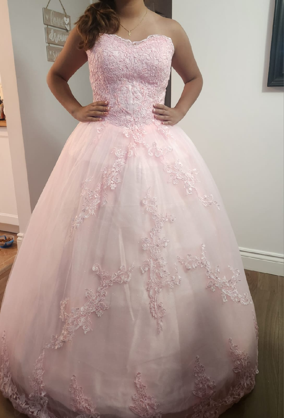 Pink Strapless Ball Gown