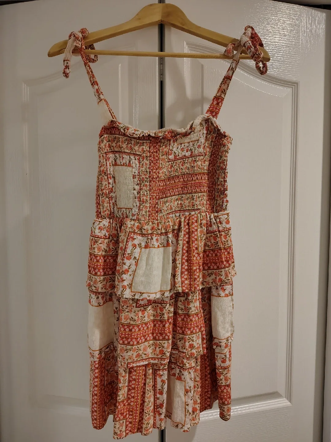 womens's Floral Print Dress tiered layered scarecrow costume image indicator(2)