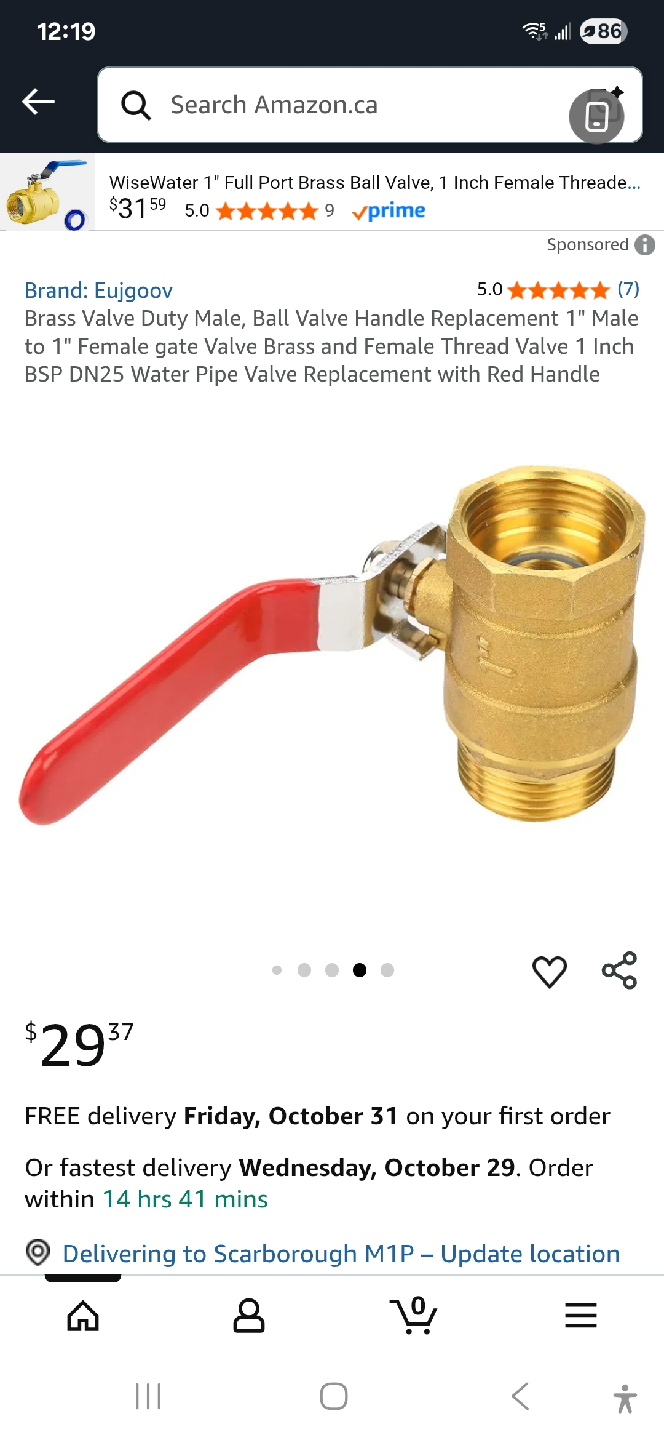 Brass Ball Valve, 1 inch Female Thread - photo 3