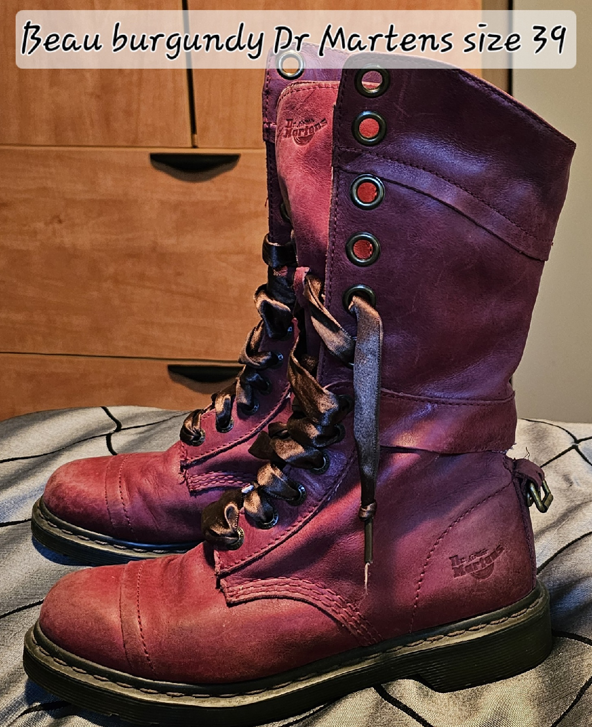 Dr. Martens Burgundy Boots, Size 39