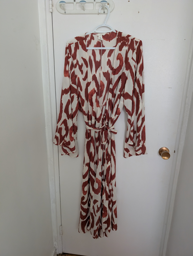 H&M Brown & White Print Midi Dress