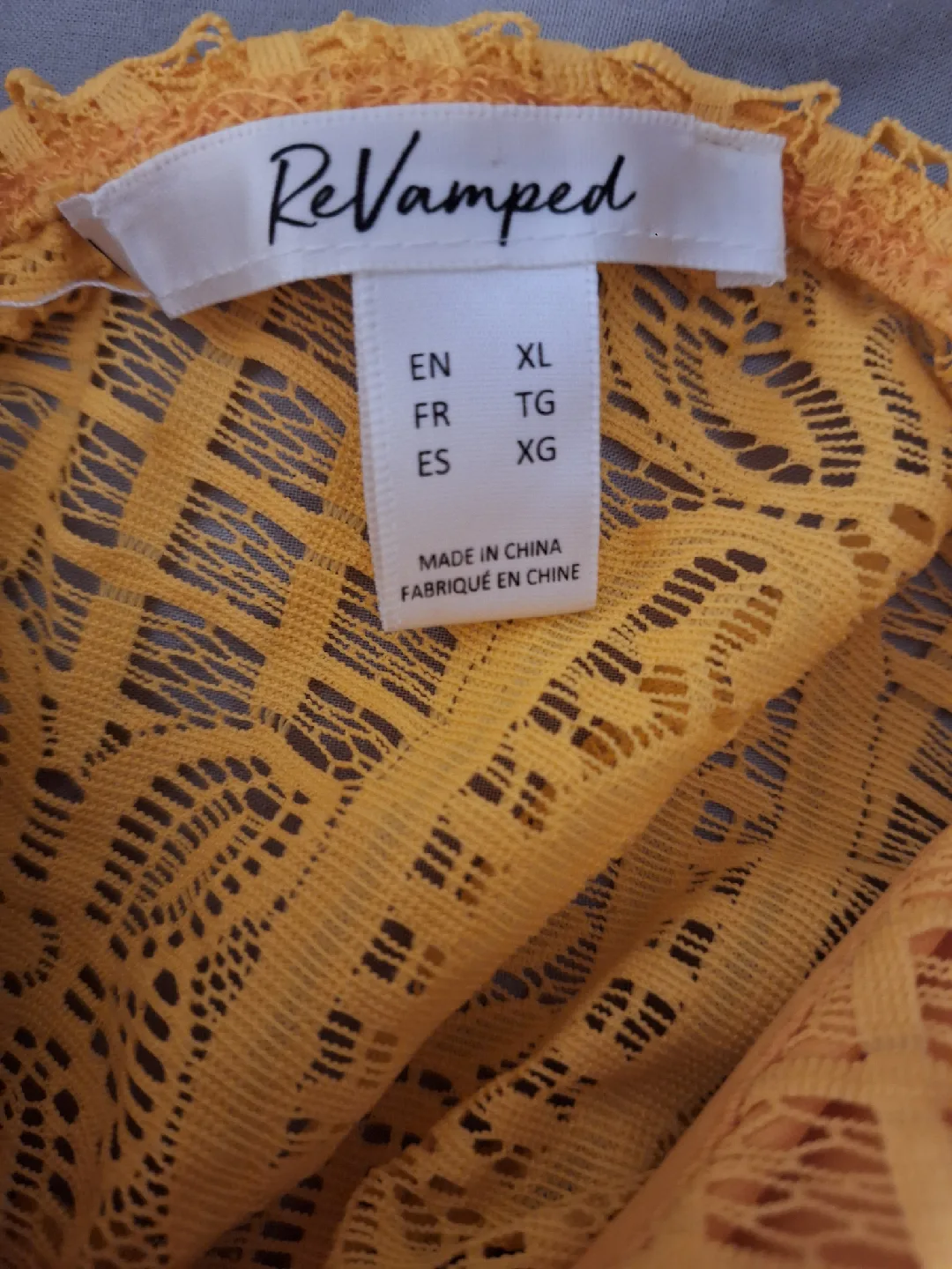 ReVamped Yellow Lace Cami Top - Size XL image indicator(3)