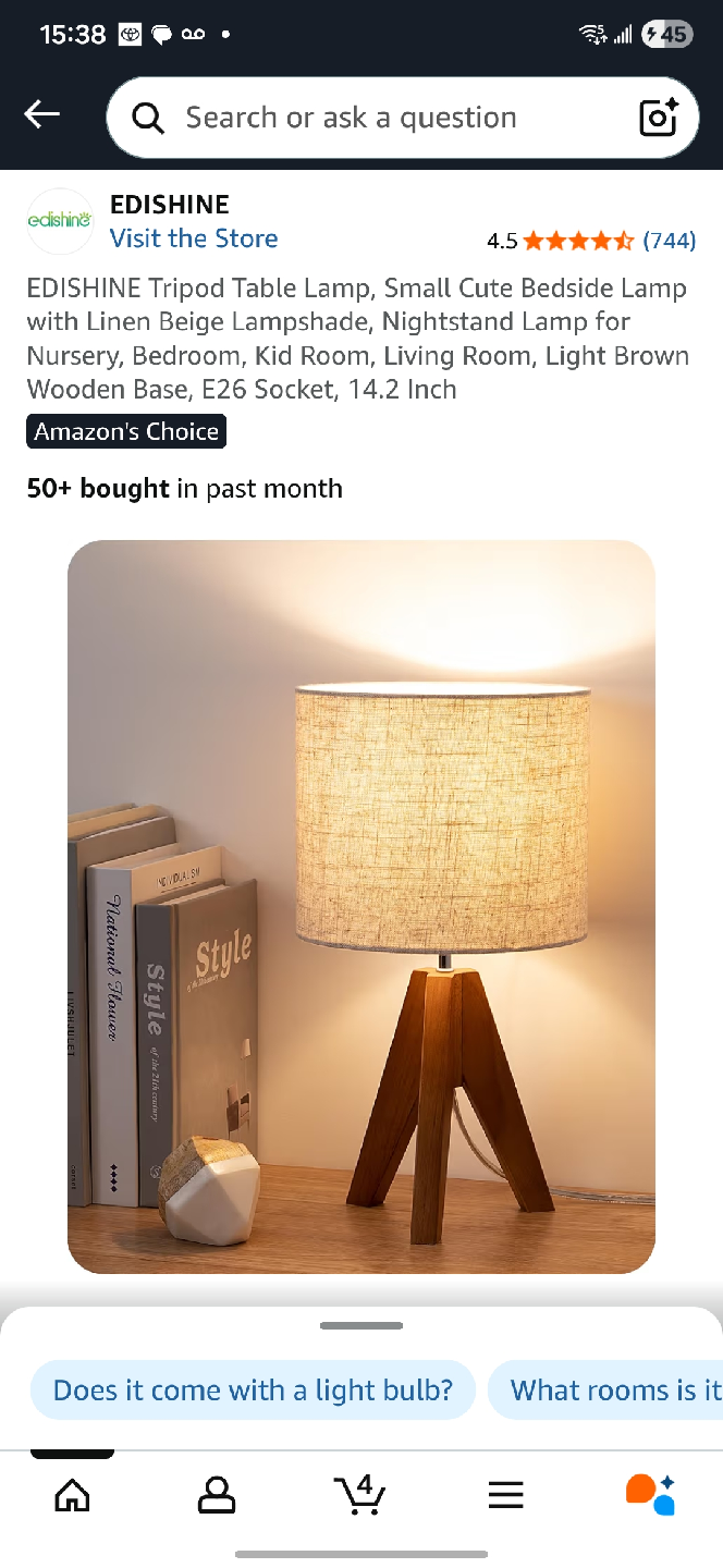 EDISHINE Tripod Table Lamp - Linen Beige