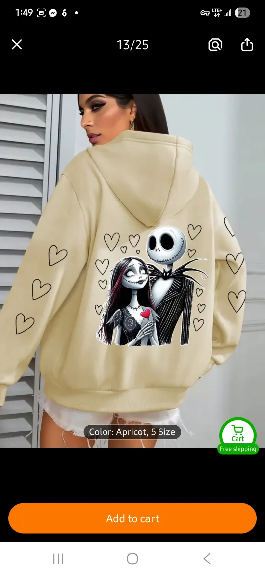 NEW Jack and Sally with Hearts Hoodie 💕 💀 image indicator(7)