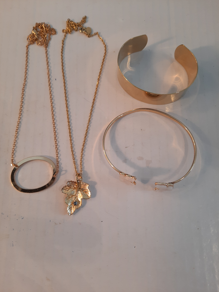 Gold Tone Necklace & Bangle Set