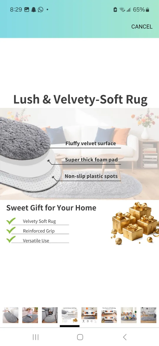 Grey Fluffy Soft Rug image indicator(2)