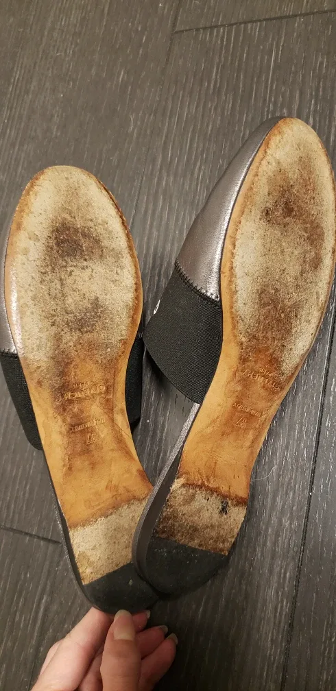 Givenchy Metallic Pewter Leather Logo Mules image indicator(7)