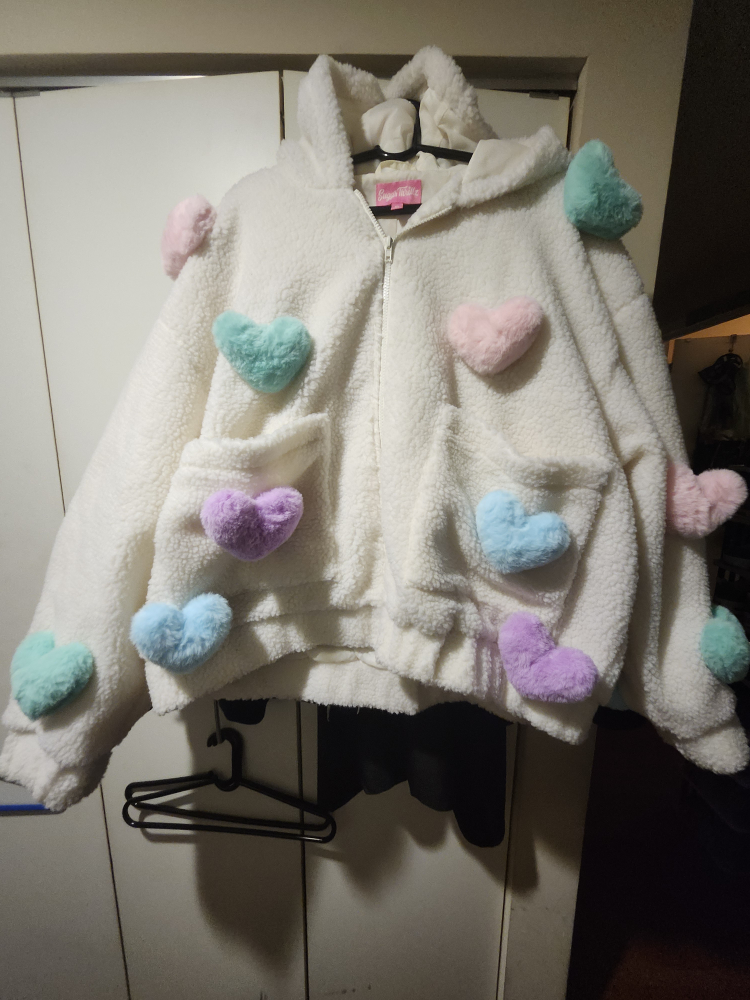 Sugar Thrillz Heart Applique Fuzzy Hoodie