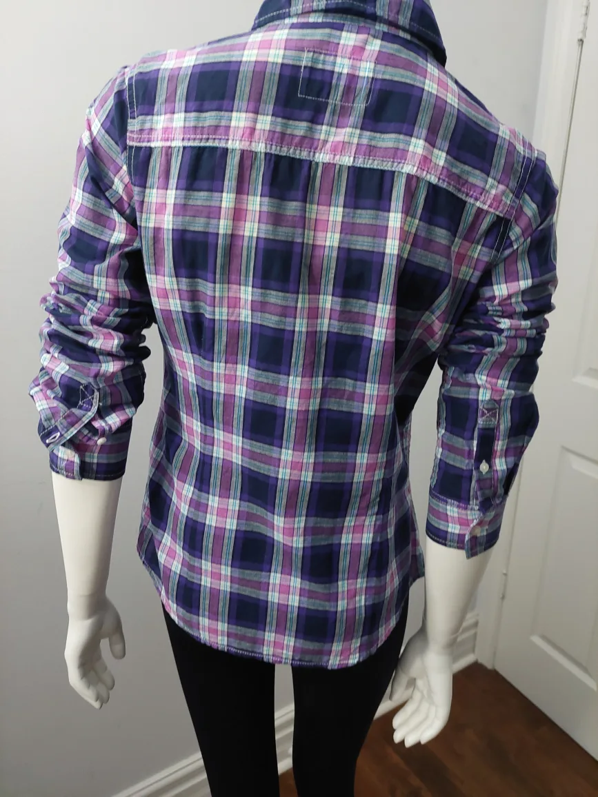 Old Navy Plaid Button-Down  Cotton Shirt  Medium image indicator(3)