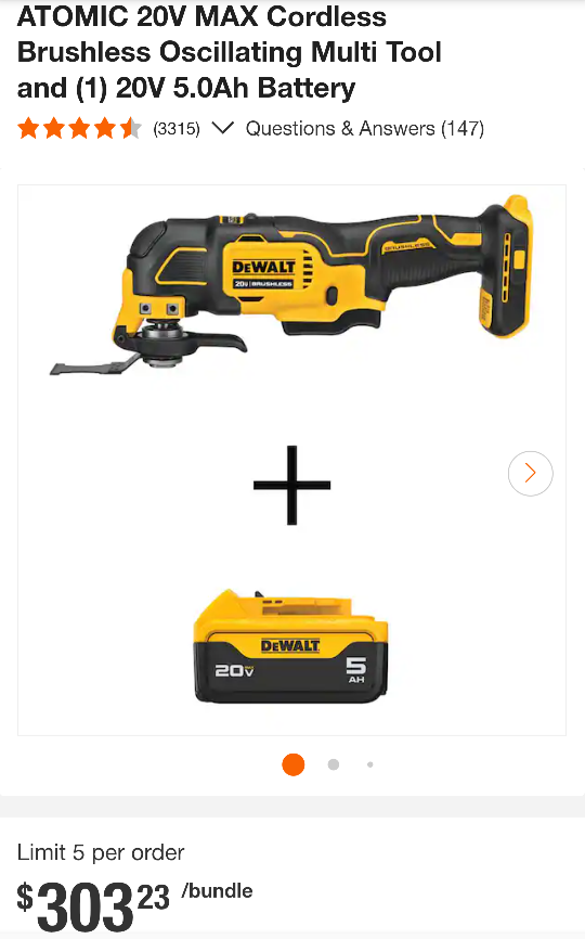 20V Max DeWalt Atomic Multi Tool + 5AH XR Battery Pack - photo 2