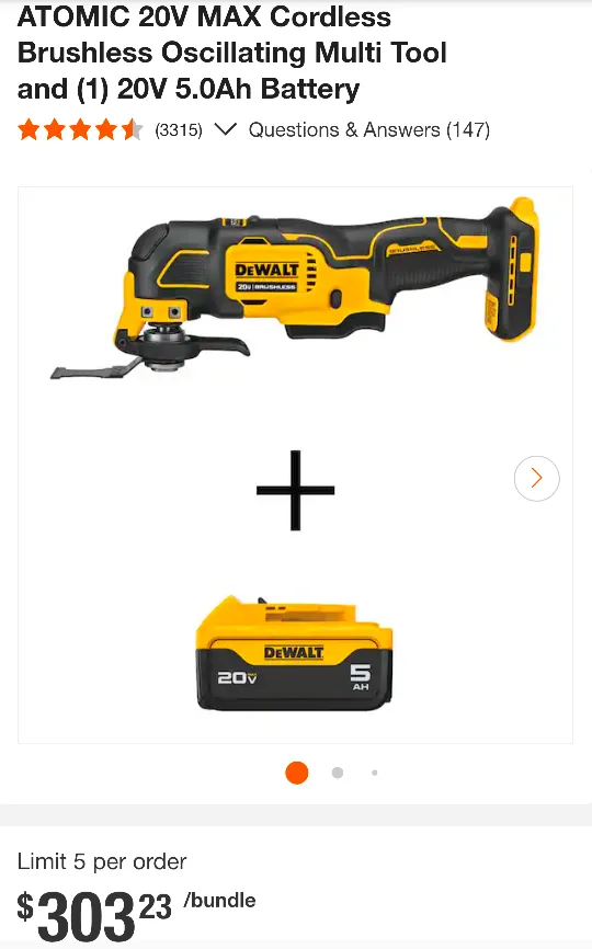 20V Max DeWalt Atomic Multi Tool + 5AH XR Battery Pack image indicator(2)