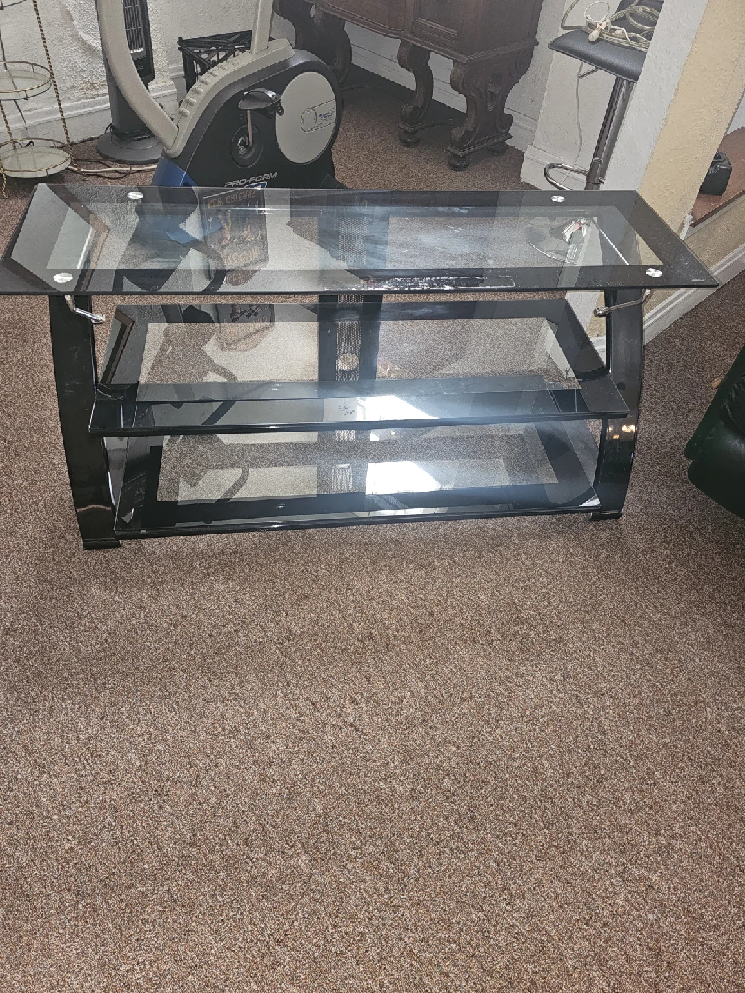 Black Glass TV Stand