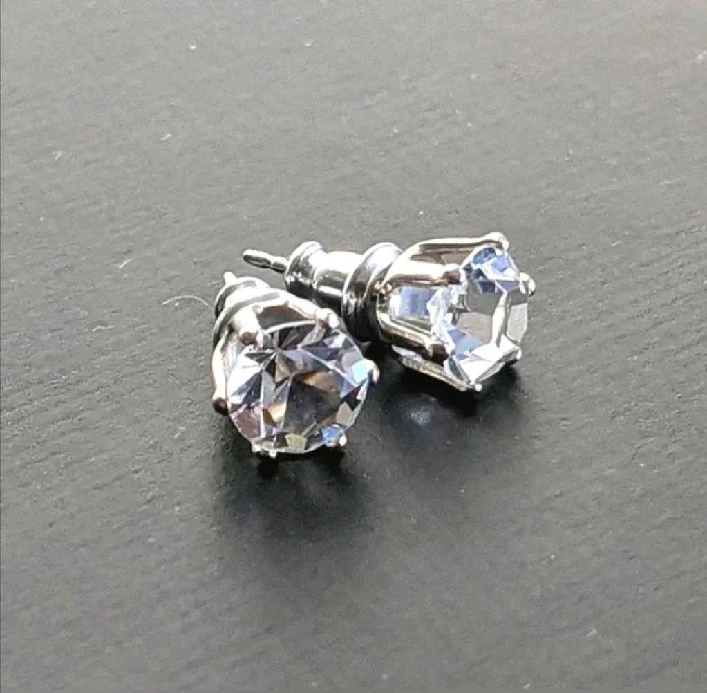 ✨ Elegant Silver Stud Earrings Made with Swarovski Crystals thumbnail