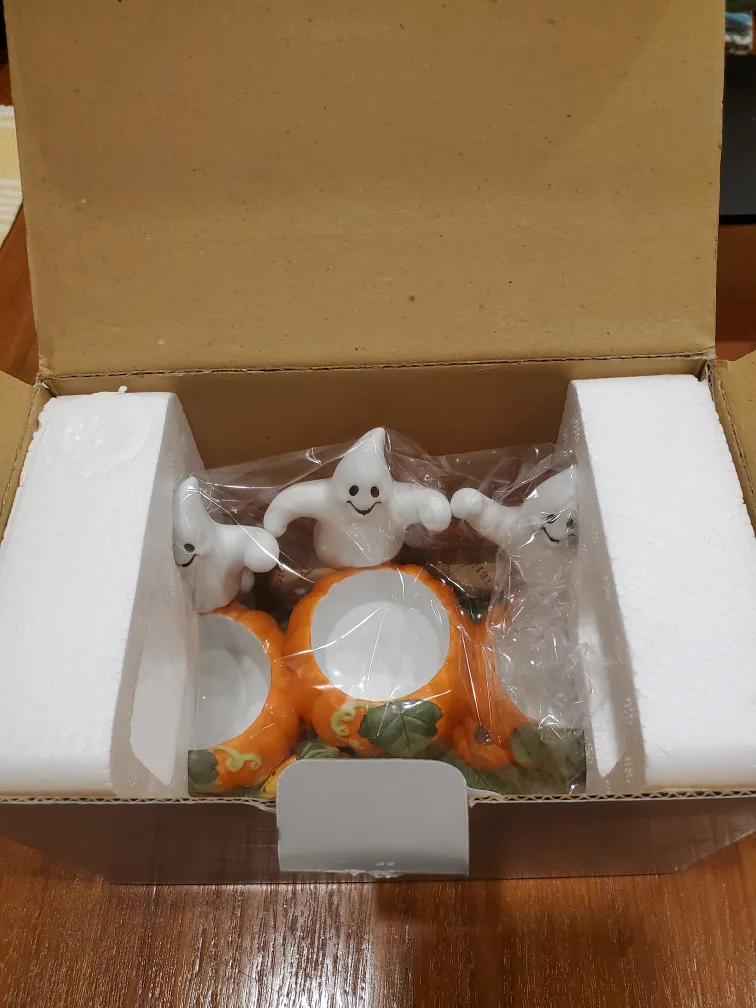 Retired Partylite Ghost Trio Tealight Holder - New in Box!