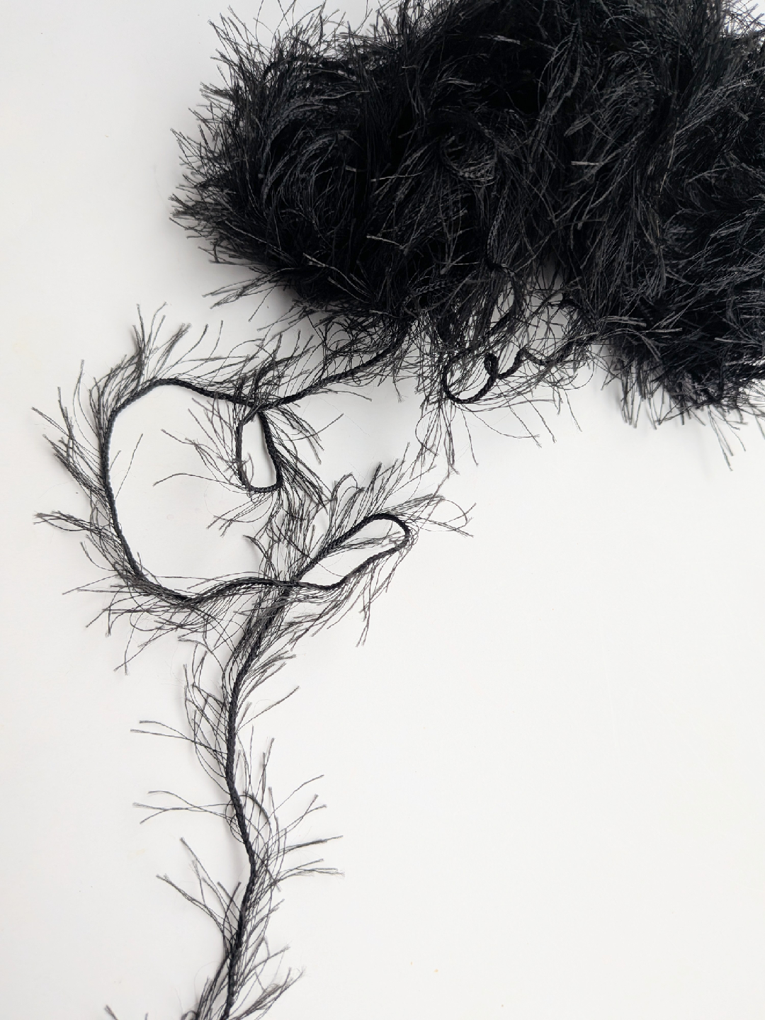 About 12 yards Black eyelash yarn for knitting or crochet