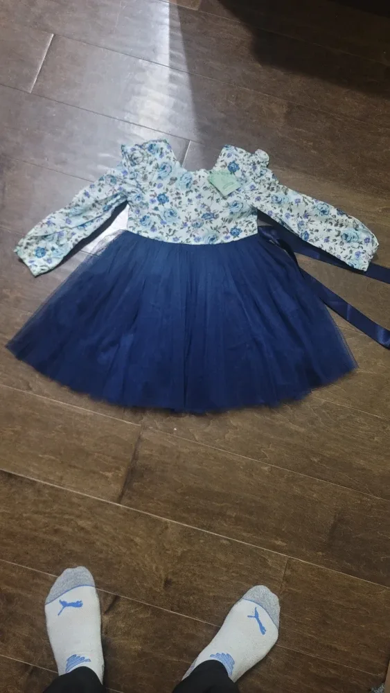 Floral & Navy Blue Tulle Dress size 5 years