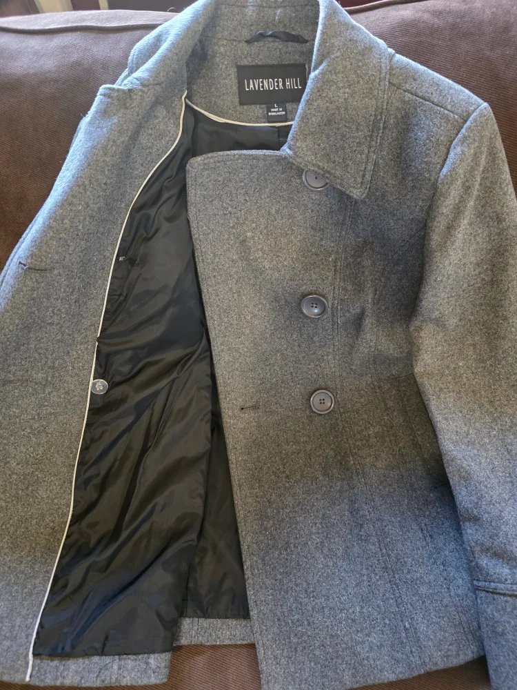 Lavender Hill Gray Wool Blend Peacoat - Size L image indicator(2)