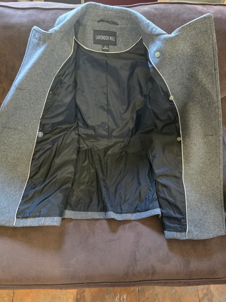 Lavender Hill Gray Wool Blend Peacoat - Size L image indicator(3)