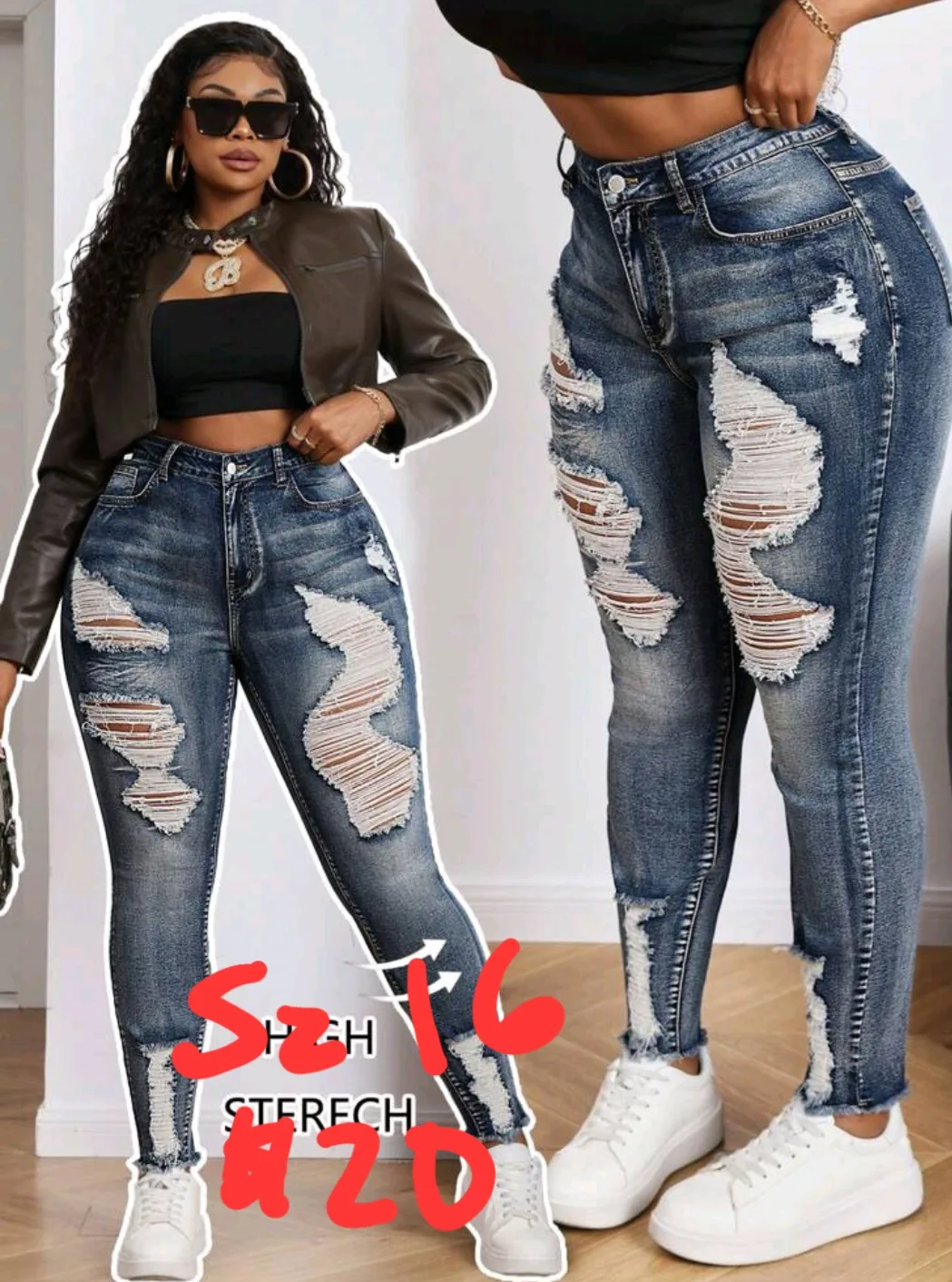 Distressed Ripped Jeans - Size 16 thumbnail
