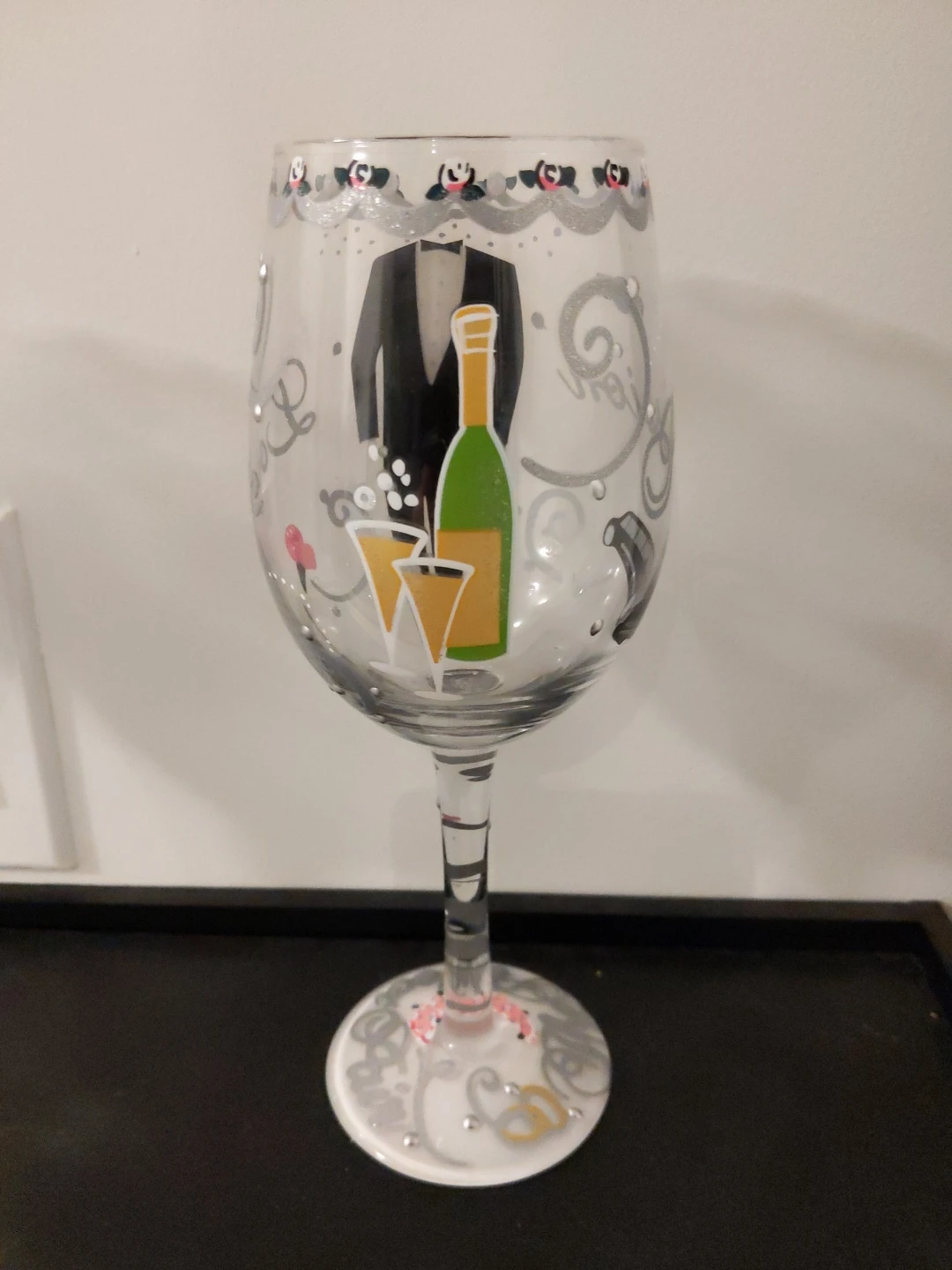 "LOLITA" LOVE MY WINE WEDDING "BRIDE & GROOM" 15 OZ WINE GLASSES - photo 5