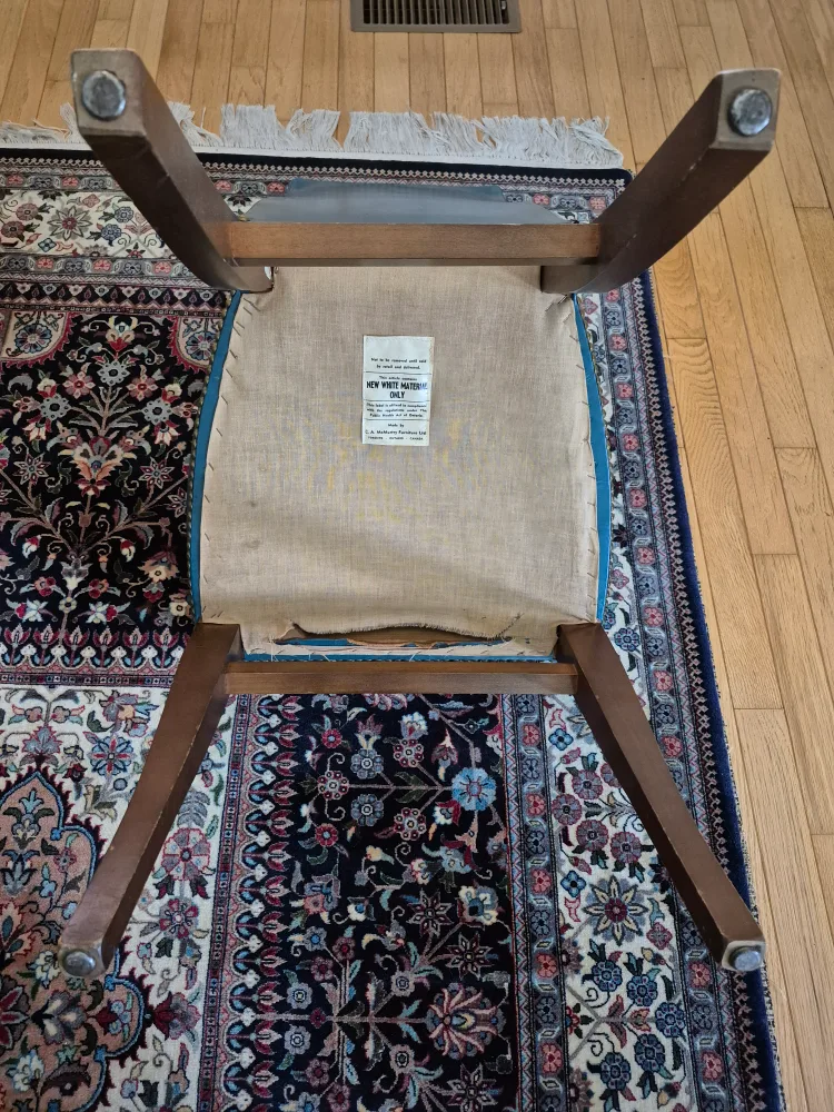 Vintage Teal Leather & Wood Chair 🪑 image indicator(7)