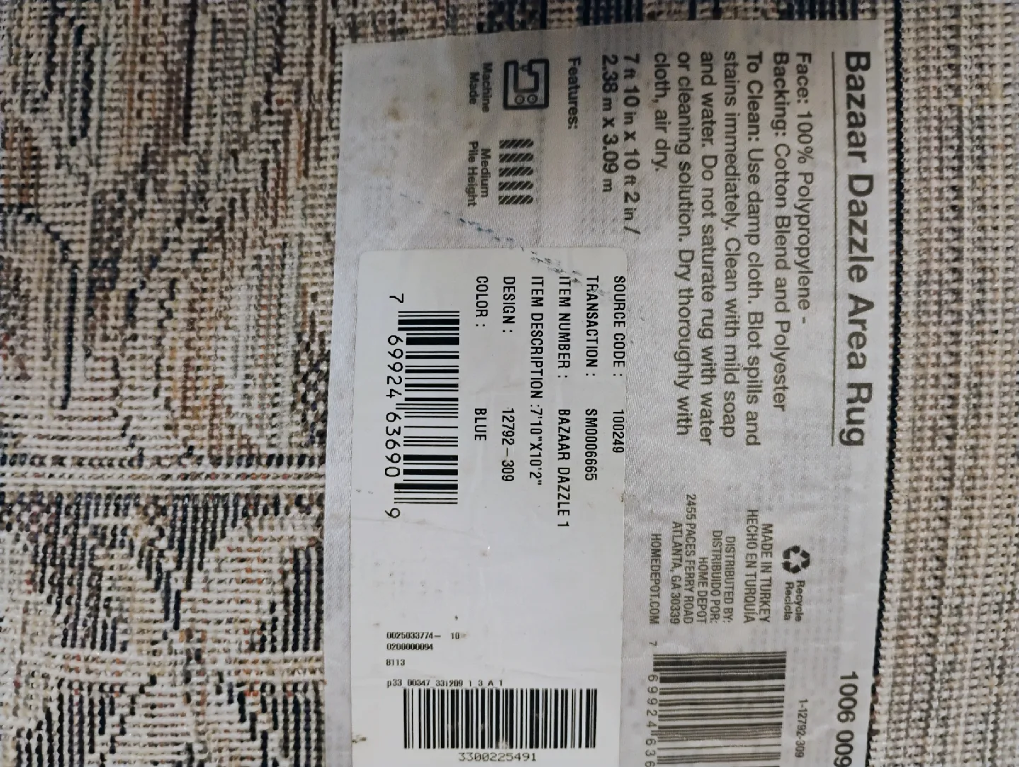 Bazaar Dazzle Area Rug 7'10" x 10'2" Blue image indicator(3)